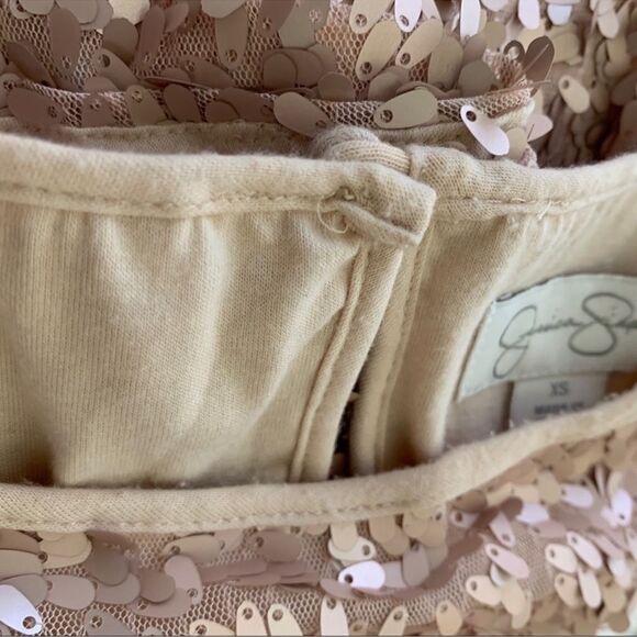 Jessica Simpson Dress Sequence Cold Shoulder Blush C27 - Picture 7 of 8